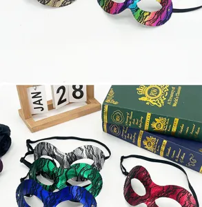 PVC snake pattern lace masquerade mask for Halloween party costume half face decorative props