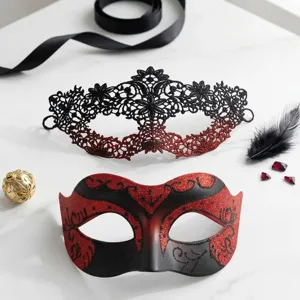 Paar Gemaskerd Bal Maskers Set Kant Half Gezicht Oogmasker Halloween Kostuum Feest Nachtclub Prom Aankleed Requisieten