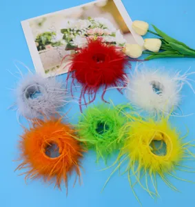 Pulsera de bofetada de plumas de avestruz colorida banda de felpa esponjosa fiesta