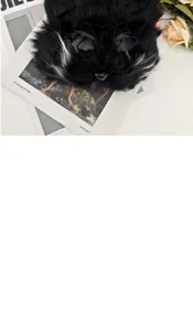 Masque de chat noir pelucheux demi-visage costume d'animal pour fête cosplay et accessoires.
