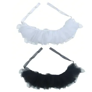 Black and white mesh tulle fake collar Lolita vintage ruff gothic party photo prop