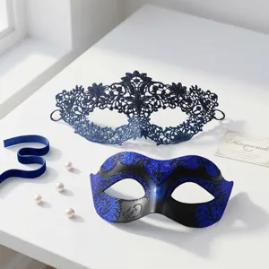 Set van kanten masker voor Halloween feest decoratie en verkleedpartij maskerade
