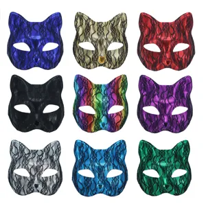 Set van 9 katten kant PVC maskers voor carnaval feestjes en sexy verkleedpartij rekwisieten.