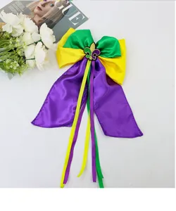 Grande fermaglio per capelli con fiocco per festa di carnevale, accessori per capelli in raso.
