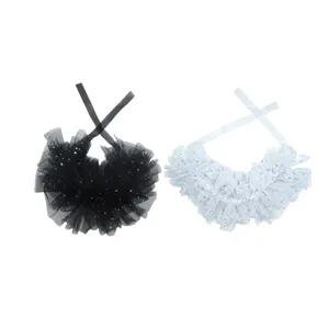 Lolita Mesh Rüschen abnehmbarer Kragen flauschiger Stern Print Halstuch Zubehör Set