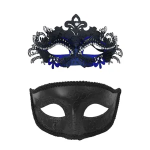 Paare Masken Set für Maskenball schwarz Metall Strass Schmetterling Party Augenmaske