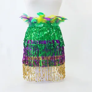 Jupe à sequins et plumes de Carnaval fête de danse performance de scène mode costume