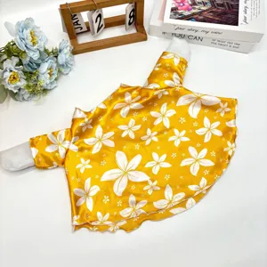 Summer breathable pet duck clothes, pastoral yellow floral costume for cute geese and call ducks.
