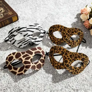 Tierprint Halbgesicht Masken Set, Zebra Giraffe Leopard Kostüme für Halloween Party.