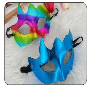 Halloween feest masker set, kleurrijke en blauwe PVC multi-hoorn verkleed rekwisieten