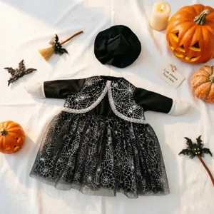 Halloween portico oca vestito 23 pollici costume abito da strega con tulle ragnatela.