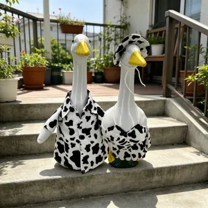 Funny Cow Print Porch Goose Clothes Set Polyester Summer Bikini Shirt Outfit For Yard Garden Decor Seasonal Ornaments Costume