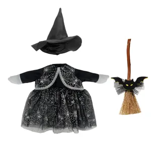 Set costume da strega di Halloween per oca da veranda da 23 pollici con vestito e scopa.