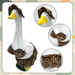 Grappige 23-inch veranda gans outfit luipaard print bikini en hoed zomer kostuum set.