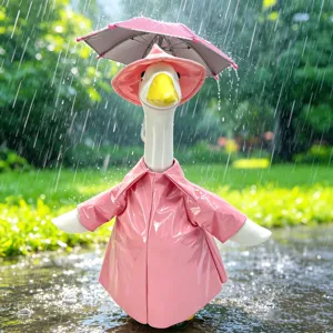 Wasserdichtes rosa Regenmantel 3-teiliges Set für 23 Zoll Veranda Gans Gartenstatue Dekor.