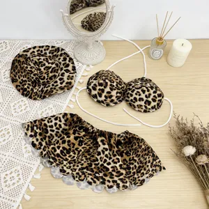 Leopard print porch goose outfit bikini set summer cute lawn goose clothes costume decor