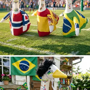 Decorazione da giardino oca con bandiere nazionali tema calcio prato esterno