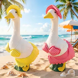 Stippen Veranda Gans Kostuum Hawaïaanse Stijl Bikini Top en Onderkant Rok Met Zonnehoed Tuin Gazon Ornament Decoratie Accessoires