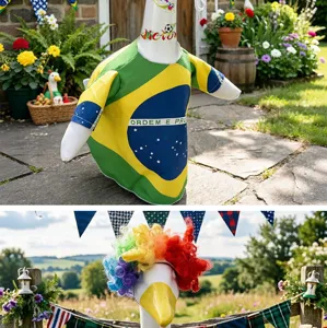 Costume da oca da veranda 23 pollici maglia calcio Brasile e parrucca colorata decorazione