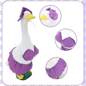 23 inch veranda gans outfit paarse stip bikini hoed set grappige tuinstandbeeld kleding