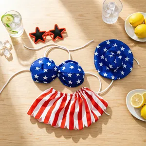 Set di abiti da oca da veranda del giorno dell'indipendenza americana con cappello bikini.