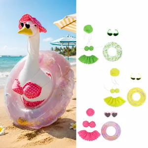 Summer Hawaii Porch Goose Costume Set Polka Dot Bikini Hat Sunglasses Inflatable Float For Garden Statue Decoration Outfit