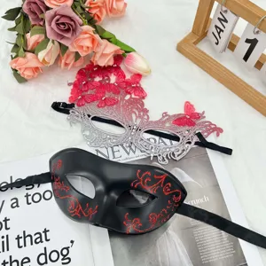 Máscara de Baile de Máscaras de Halloween para Mujeres Hombres Sexy Encaje Mariposa Pintado Media Cara Máscara de Ojos Accesorios de Disfraz de Carnaval