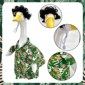 Porch goose summer Hawaiian shirt black wig yellow sunglasses set for party pet costume props