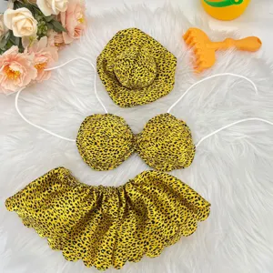 Luipaardprint bikini outfit set voor 23 inch veranda gans gazon standbeeld decoratie kleding.