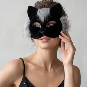 Plüsch Katze Fuchs Maske für Party Kostüm Cosplay. Weiche Samt Tiergesicht Requisite.