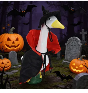 Halloween Veranda Gans Kostüm Set mit Vampir Umhang und Hexenhut für Hof Dekoration.