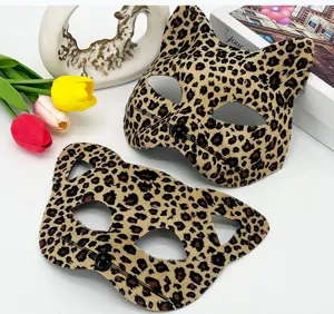 Leopardenmuster Halbgesicht Katze Maske Sexy Tier Maskerade Halloween Party Augenmaske