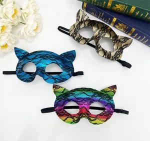 Katzenaugen Maskerade Maske Spitze Pailletten Party Augenmaske Halloween Damen Kostüm