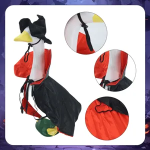 Halloween 23 Zoll Veranda Gans Kostüm Set mit schwarzem Hexenhut und rot-schwarzem Cape.