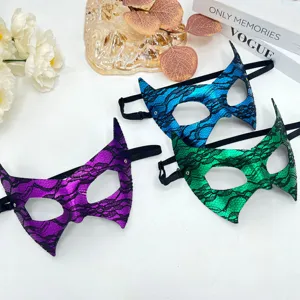 PVC snake pattern lace half face bat mask for Halloween costume party cosplay props