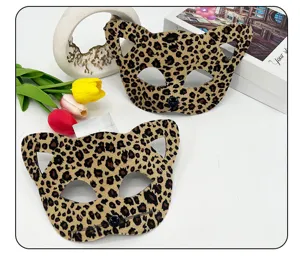 Leopard Muster Katze halb Gesicht Maske Halloween Kostüm Party Tier verkleiden Augenmaske