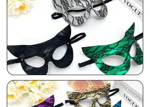 Maschera gatto in pizzo PVC ballo in maschera festa costume sexy animale travestimento moda