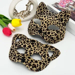 Leopardmuster halbes Gesicht Katzenmaske für Halloween Maskerade, sexy Tierkostüm Augenmaske.