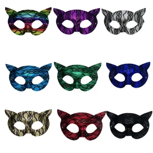 Pailletten Spitzen Katzenmaske für Damen Maskenball Party, elegante Augenmaske Kostüm.