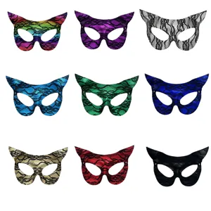 Maschera gatto in pizzo festa in maschera PVC mezza faccia donna costume oggetti di scena