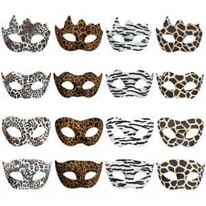 Halloween Tierdruck Maskerade Halbgesicht Masken Set, Leopard Zebra Giraffe Augenmaske.