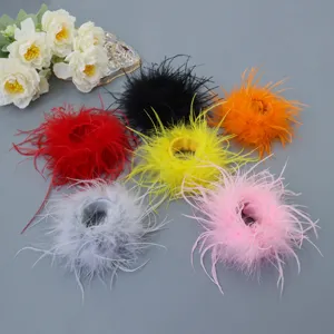 Pulseras de bofetada de plumas de avestruz de colores pulseras de felpa esponjosas para fiesta