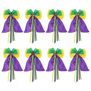 Set di fermagli per capelli con fiocco di Mardi Gras, accessori per feste di carnevale.