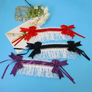 Bandeau Lolita en Dentelle Douce Avec Nœuds en Ruban de Satin Pour Cosplay Fête Quotidien Filles Accessoires de Cheveux