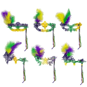 Carnaval masker kant veer masker half gelaat feest kostuum accessoires voor nachtclub