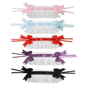 Lolita doux dentelle ruban accessoires de cheveux ensemble mignon nœud cosplay accessoires de fête