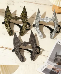 Winged costume mask cosplay prop metallic finish gothic angel warrior helmet for party stage