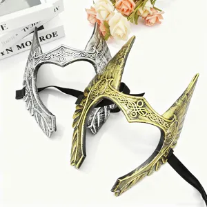 Angel Valkyrie mask, gold and silver costume headpiece for party and stage performance.