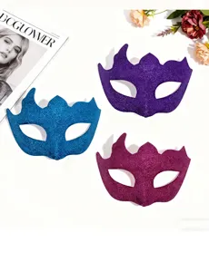 Maschere di Carnevale con glitter mezza faccia festa mascherata accessori brillanti 3pz