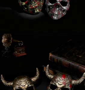 Halloween horror schedel masker demonenhoorns cosplay feest rekwisieten spookhuis